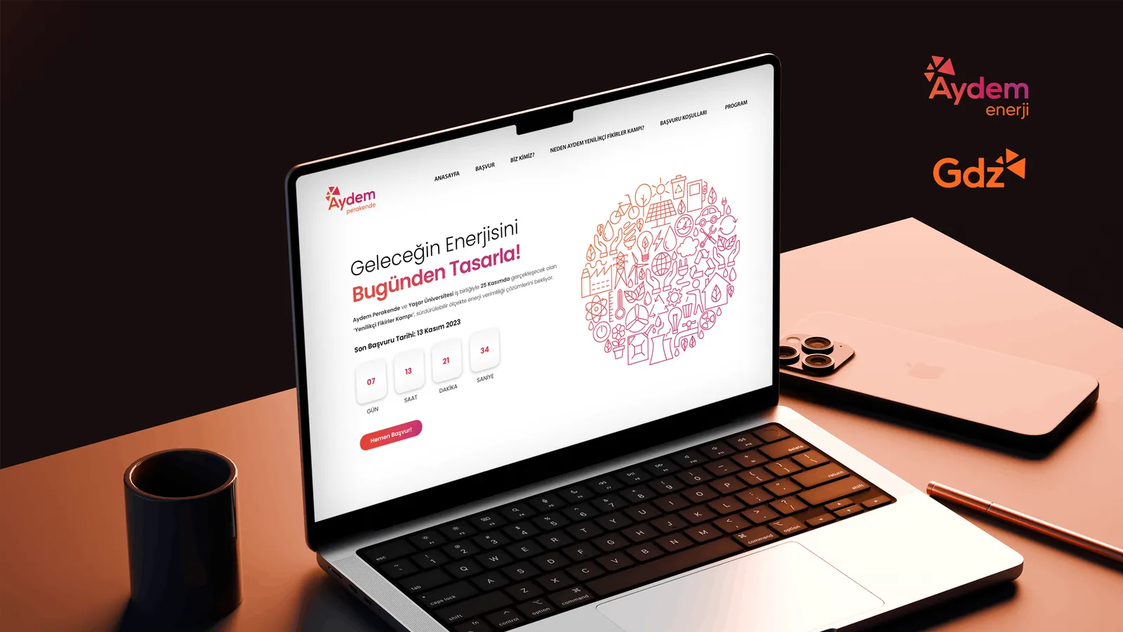 Yenilikçi Fikirler Kampı web sitesinin dizüstü bilgisayar üzerinde görünümü